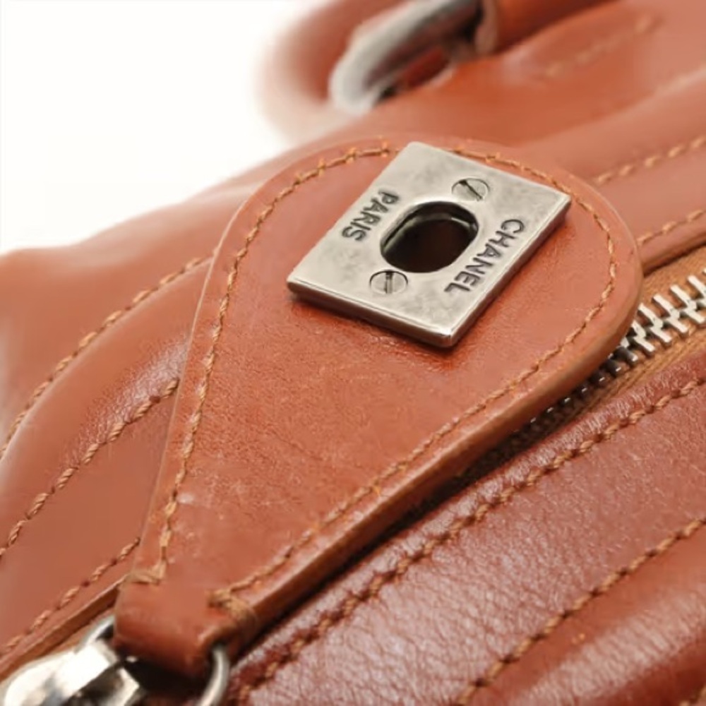 Authentic CHANEL country ride calf skin doctor bag camel leather satchel - Picture 8 of 16
